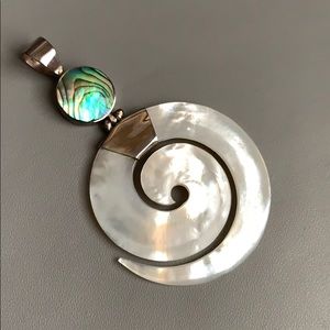 Mother of Pearl & Sterling Silver Swirl Pendant